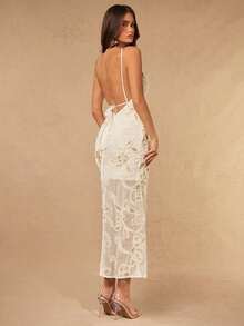 Silquee Women's Solid Color Elegant And Simple Midi Dress, Suitable For Everyday Wear, Vacation Outfits, Dresses, Women, Day Party Party Off White And Summer - Apricot - View 2
