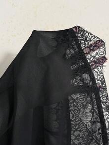 Solflare Plus Size Solid Color Minimalist Sheer Jacket - Black - View 7