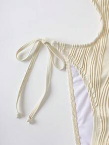 Opulessa Women's Solid Color Backless Halter One-Piece Swimsuit - Apricot - View 4