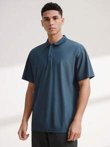 Driftmere 2026夏季男士男友風 Polo 衫－快乾絲般領口｜尺寸範圍 (XS-XXL)｜超輕量透氣，適合高爾夫/戶外/商務/休閒場合運動健身房鍛鍊 - 深灰色 - 查看 5