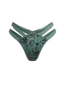 AltBold Celana Dalam Thong Seksi Wanita untuk Liburan Pantai, Warna Polos, Motif (Set 3 pcs) - MultiWarna - View 3