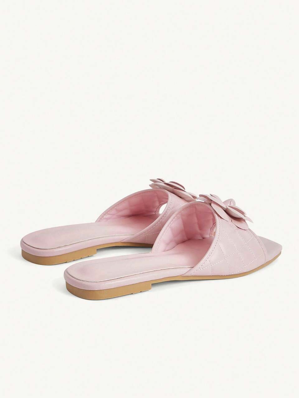 CUCCOO CHICEST Women Shoes New Summer Square Toe Pink Three-Dimensional Flower Fashionable And Elegant Flat Sandals, Suitable For Home Vacation Dating, Etc