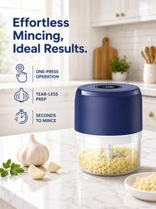 Teckwe 1PC Garlic Grinder, Garlic Shredder, Household Garlic Mincer, Food Processor, Mini Electric Garlic Press, Grinder For Garlic, Ginger, Scallions, And Other Seasonings; An Essential Household Item. - Multicolor - View 2