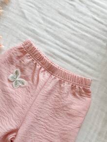 Vintaside Kids 女嬰女童掛脖無袖時尚優雅蝴蝶飾上衣搭配百搭休閒簡約長褲套裝，適合生日派對、聚會或家庭聚會戶外度假 - 粉色 - 查看 6