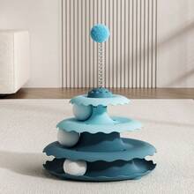 Interactive Cat Track Toy, 3-Tier Rotating Ball Tower, Indoor Cat Enrichment To Relieve Boredom & Anxiety For Adult Cats, Detachable Puzzle Play & Training Tower. - New turntable - View 9