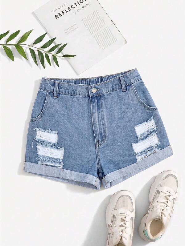 GlowEve Shorts mini de mezclilla casuales de calle para mujer talla grande primavera/verano