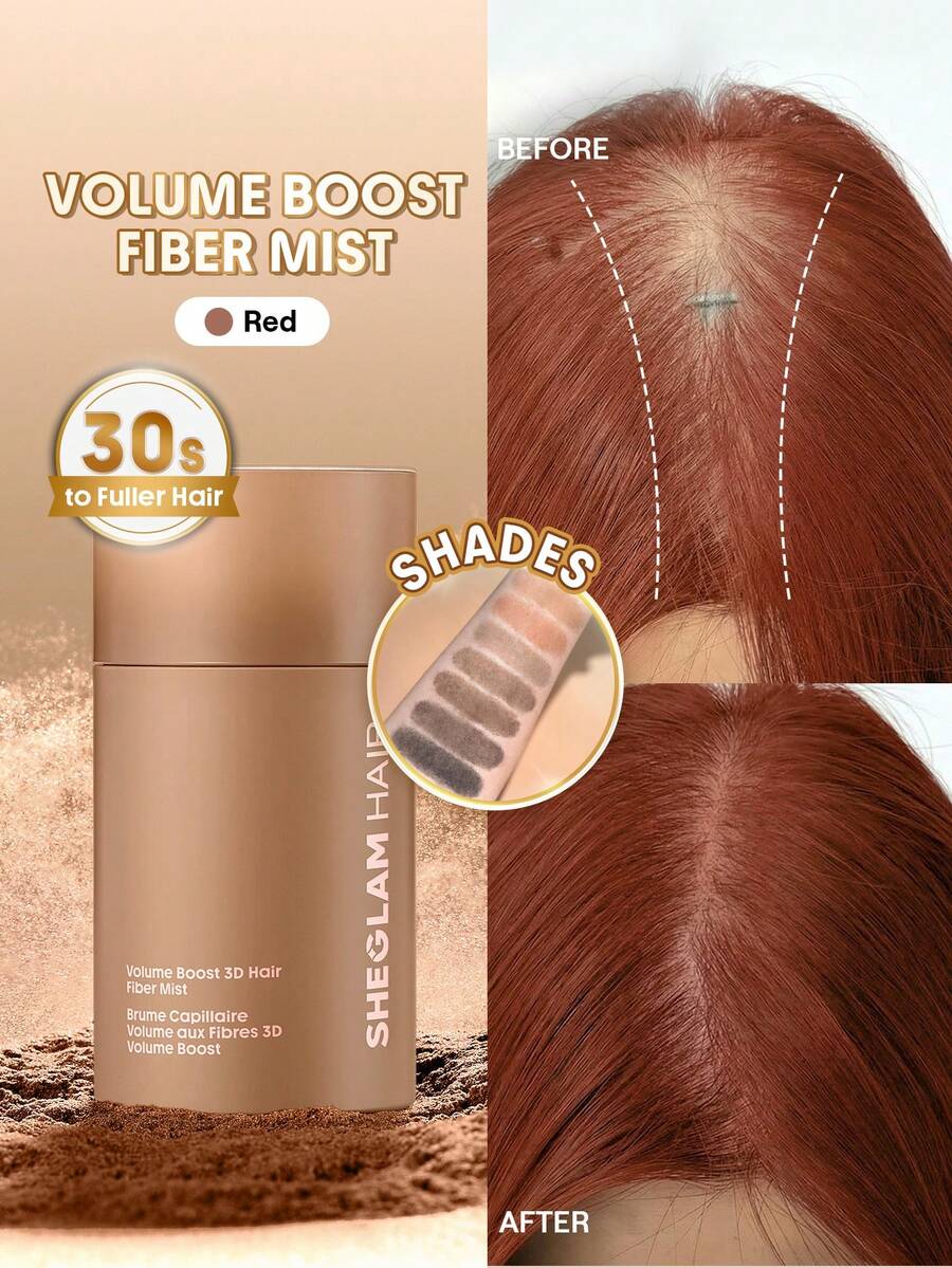 SHEGLAM HAIR 豐盈3D增發纖維噴霧-紅色,增髮纖維,增髮纖維,30秒內令秀發更顯豐盈,3分鐘定型,72小時持久定型,男女通用,適用於髮際線、髮縫、頭頂、白髮,瞬間遮蓋稀疏發區 禮物 粉紅色的 化妝品 海灘 節慶 護髮 假期 夏天 美髮配件 返校 旅行 - 紅色 - 查看 1