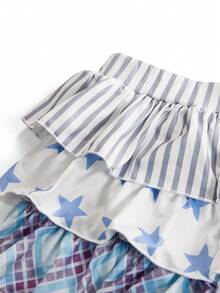 ROMWE Kawaii Bộ 2 món váy cạp thấp in hình khóa Sol Y2K dành cho nữ - Màu xanh lam - Xem 6