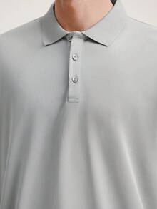 Men's Golf Polo Shirt, Fashion Business Casual Printed Short Sleeve Polo With Button Design Summer Sports - Grey - View 6