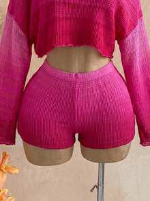 Soleia Bộ đồ 2 mảnh dành cho nữ: Áo trễ vai và quần short kiểu ombre. - Màu Hồng Tươi - Xem 4
