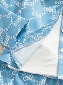 Souflis Souflis 3 pièces Ensemble de chemise à manches longues imprimée avec boutons, gilet sans manches à col rond et short pour bébé garçon, style décontracté et mode, convient pour le printemps/été, les vacances, les sports, le collège, les fêtes et la photographie, ensemble pour bébé garçon, tenue d'été pour bébé garçon, vêtements pour tout-petit garçon, ensembles d'été, ensemble décontracté pour bébé garçon, vêtements d'été pour garçons - Bleu azur - Voir 7