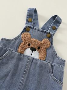 SHEIN Baby Jungen Baby Mädchen Sommer Lässig Süß Denim Latzhose Bären Latzhose Süße Latzhose - Verschiedenfarbig - Übersicht 6