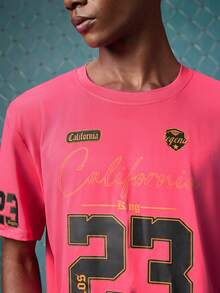 EVRINFINITE Men's Standard Size Letter Print Round Neck Short Sleeve Casual T-Shirt World Cup Soccer 2026, Couple Matching Outfit Vacation. - Hot Pink - View 6