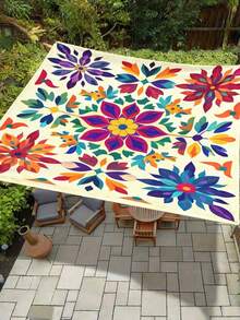1 Stück Boho-Mandala-Muster Farbverlauf Outdoor-Sonnenschutzvorhang, einfach zu installieren und zu verstauen, für Garten, Terrasse, Poolbereich, ohne Stange, UV-beständig, Sommer-Essential, Must-Have - A - Übersicht 6