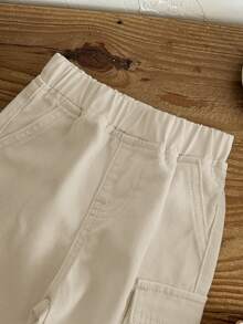 SHEIN LMoss Kids Celana Jeans Putih Model Pas Badan dan Meruncing untuk Bayi Laki-laki - Khaki - View 3