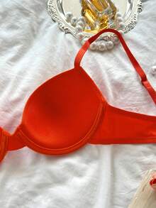 Bare Chapter 1pc Women's Solid Color Comfortable Underwire Bra - Red - View 8