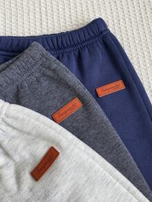 3 Sets Baby Boy Clothes Chic Striped Solid Long Sleeve Soft Squishy 2 Pieces Sets Outfits Tops Sweat Pants Shirts Bottoms Vacation Spring Fall - Multicolor - View 6