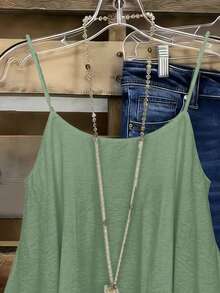 Linhara Plus-Size Woven Sexy Vacation Casual Summer Halter Tops And Vests - Green - View 4