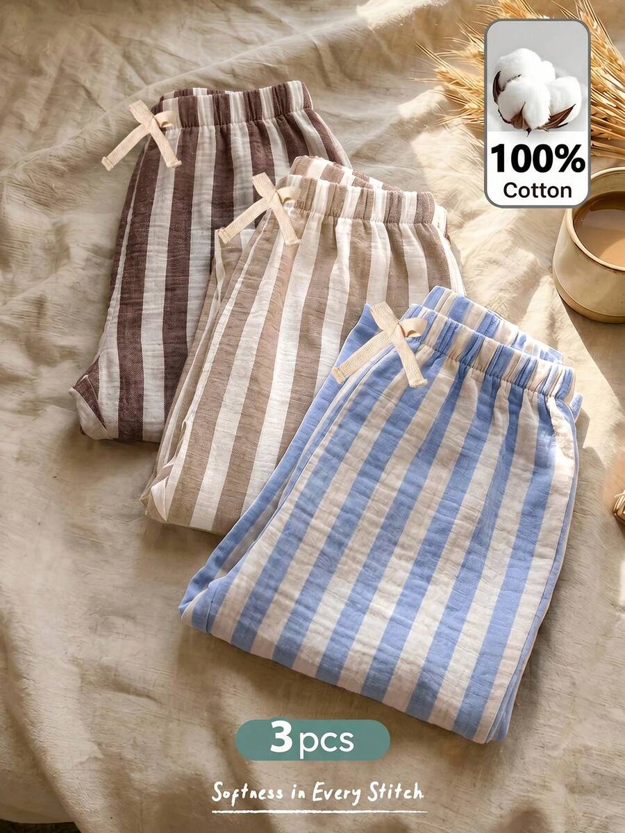 Cozy Pixies Young Boy Young Girls Decorative Webbing Elastic Waist Long Pants 3-Piece Set, Versatile And Comfortable, Suitable For Outings, Street Style, Home, Parties - Multicolor - View 1