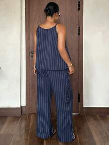 Dazy Plus Striped Korean Style Sleeveless Camisole Tank Top And Casual Long Pants 2pcs Set For Girls, Spring/Summer Blue - Navy Blue - View 8