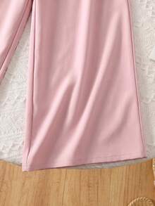 SHEIN Tween Girls Striped Tank Top And Loose Long Pants 2 Pieces Set, Casual Daily Fashion Versatile - Pink - View 4