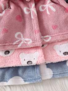 [1 Set Randomly Sent]Newborn Baby Home Robe Cartoon Cute Bear, Pink Heart Bow, Cloud Cartoon Plush Bow Robe - Multicolor - View 6