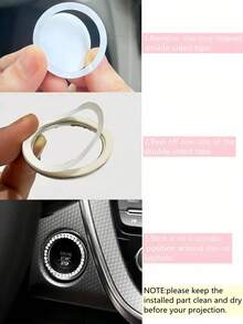 1pc Car Single Key Start Button Decorative Ring Inlaid Diamond Crystal Ignition Ring White With Rhinestone Sparkle Bling Interior Accessory For Most Cars Note Size May Not Fit All Car Models - A - View 8