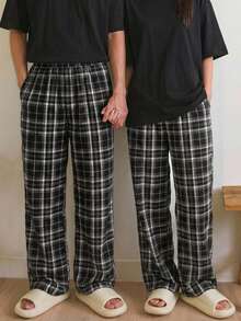 DAZY Men's Plaid Pajama Pants, Spring Loungewear, Fall, Winter - Grey - View 3
