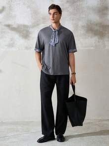 Airaco Men's Patchwork Print Short Sleeve T-Shirt - Grey - View 7