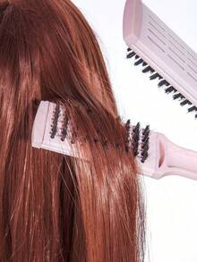 1 pieza Peine de doble cara en forma de V rosa para alisar cabello rizado, uso dual, reduce puntas abiertas, herramienta de peluquería para mujeres, viaje, hogar, barbería, salón, cepillo de cuidado del cabello esencial, peine desenredante, cepillo para bordes - Rosa - Ver 3