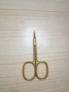 1pc Stainless Steel Gold Cuticle Nipper,Cuticle Trimming Eyebrow Scissors, Pointed Nail Scissors. - Gold - View 5
