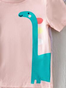 SHEIN 【2件套】女童独角兽卡通印花短袖短裤针织紧身睡衣家居服，随机发货 - 彩色 - 查看 4