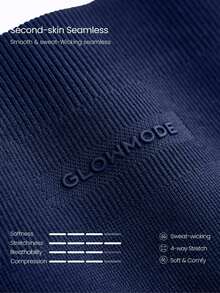 GLOWMODE Legging Olahraga Lari/Gym dengan Pinggang Tinggi 3 Panel, Lembut, Tanpa Jahitan, dan Efek Mengangkat Bokong, Ukuran 24" Ultrafine, Lembut, dan Tanpa Jahitan, Cocok untuk Latihan Berdampak Sedang, Lari, dan Olahraga di Gym. - Dark Blue - View 9