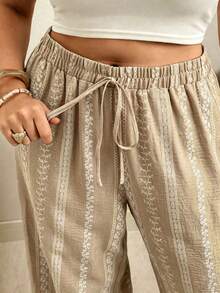 Ceyna Pantalones azules versátiles de tejido casual para vacaciones de primavera/verano en talla grande - Albaricoque - Ver 5