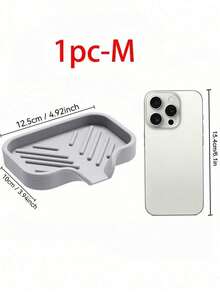 1pc Silicone Soap Dish With Drainage - Anti-Splash, Non-Slip Countertop Mat For Kitchen & Bathroom Sinks,Non-Slip Kitchen Mats For Sink Side, Natural And Hygienic Kitchen Essential For Home And Kitchen Room Decor - grey - View 9
