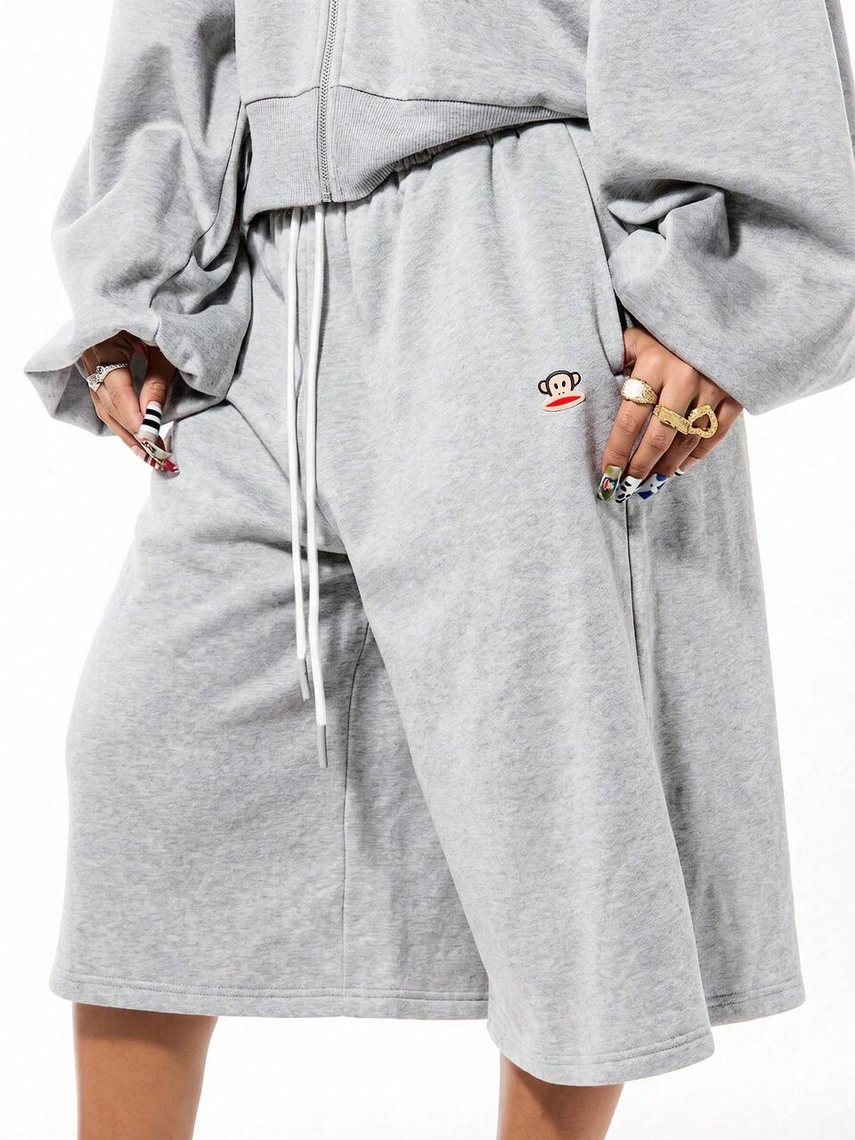 SUMWON X PAUL FRANK SUMWON WOMEN モンキーグラフィック ワイドレッグ フリーショーツ ドローストリング ウエスト ボールド バックプリント