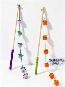 Fruit Laden Tomato Cat Toy, Felt Bell, Persimmon Cat Toy, Pet Toy - Multicolor - View 2