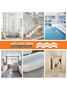 24pcs Anti Slip Shower Stickers Bathroom Anti-Slip Strip Peva Transparent Bathtub Anti-Slip Sticker Tape For Bathroom Tub Floor And Shower - White - View 6