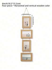 A Retro Log-Colored Coffee-Colored 6-Inch 4-Link Personalized Creative Photo Frame Collection Photo Can Be Hung On The Wall Suitable For Bedroom Living Room Office - Multicolor - View 4
