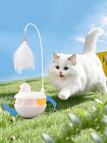 1 Set Duckling Roly-Poly Cat Toys, Self-Righting & Detachable & Washable Cat Wand With Feather Bell, Cat Pet Toys With Replaceable Heads, Multiple Options, Self-Entertaining Cat Toys, Cat Turntable, Cat Teaser - Multicolor - View 10