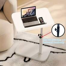 This Desktop Features 360-Degree Rotation And Adjustable Height, Set Upon A Stylish, Minimalist Metal Frame And A Sturdy, Durable Wooden Surface That Remains Stable And Wobble-Free. This Portable, Lightweight Side Table Is Ideal - Multicolor - View 10