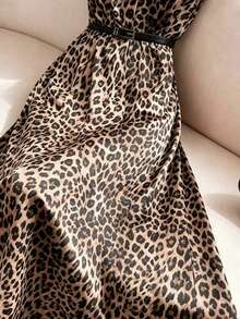 GlowEve CURVE Plus Size Women's Leopard Print Casual Elegant Normal Party Brunch Dinner Formal Dress Beige Summer - Multicolor - View 6