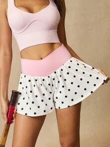 VARSIVA Chân váy mini nữ họa tiết chấm bi phối ghép casual đa năng mặc hàng ngày - Nhiều màu - Xem 5