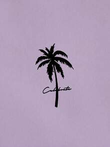 HIMLAND Men's Letter & Palm Tree Print Crew Neck Knit Fitted Tank Top - Mauve Purple - View 4