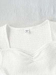 SHEIN 青少年女孩休閒日常百搭舒適圓點背心上衣 - 白色 - 查看 5