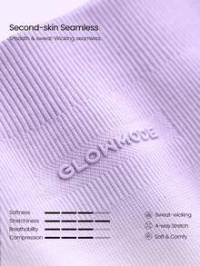 GLOWMODE 5" Ultrafine Soft Seamless Summer Sculpt High Waist Double Layer Coverage Sculpting Fit Mid-Thigh Biker Shorts With Butt Lift Compression Medium Impact Training Gym Studio Daily Wear - Purple - View 8