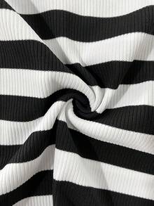 SHEIN Franclia 夏季收腰顯瘦優雅女裝洋裝 - 黑與白 - 查看 4