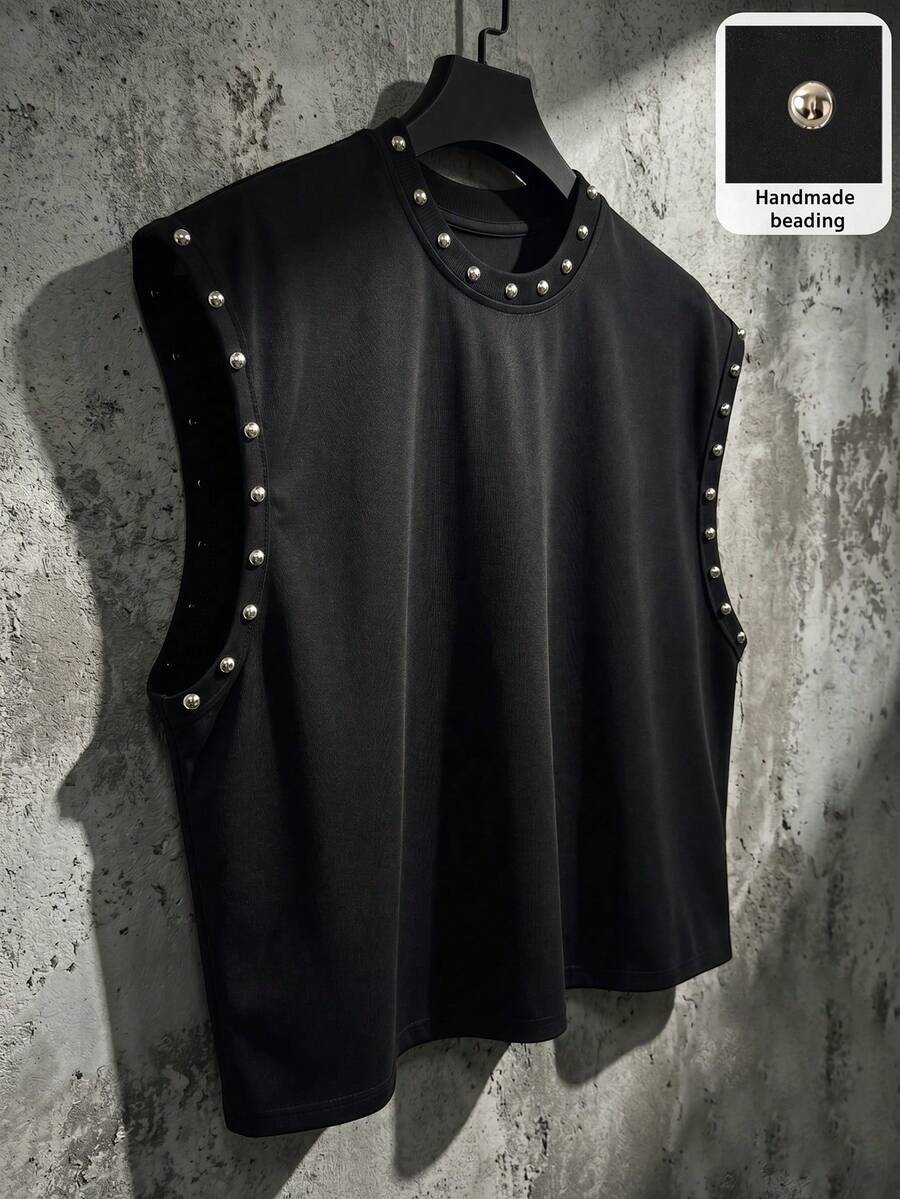 Manfinity Roghcode 男士休闲宽松街头风手工铆钉装饰背心
