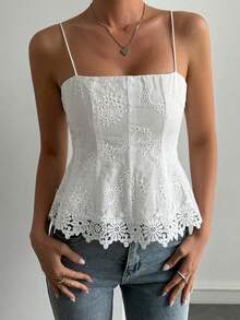 DAZY Women's Summer Vacation Style Textured Fabric Casual Tank Top - White - View 2