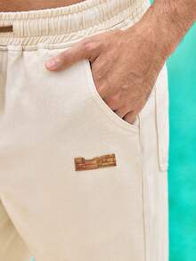 Mercer Haus Men's Slant Pocket Drawstring Elastic Waist Washed Denim Jeans - Apricot - View 7
